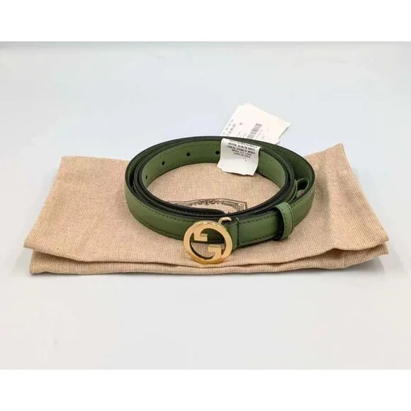 Gucci Women’s Blondie Ciny Interlocking Buckle Calfskin Belt Salamander Green 95 Gucci Women main image 2
